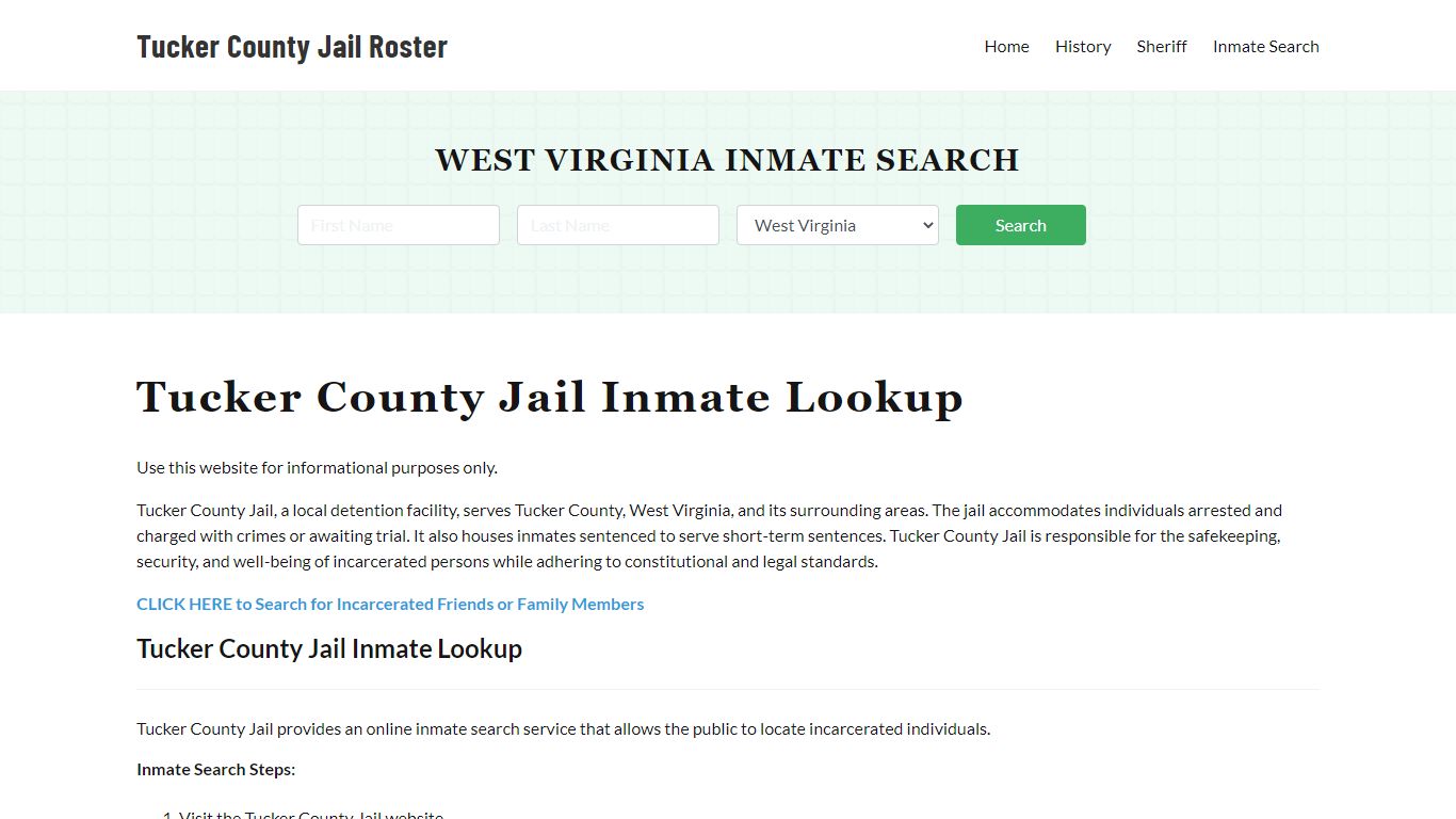 Tucker County Jail Roster Lookup, WV, Inmate Search