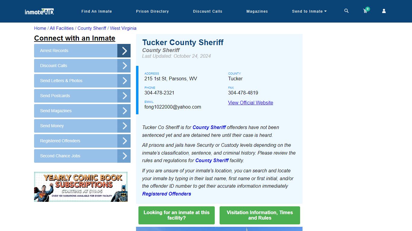 Tucker County Sheriff Inmate Search